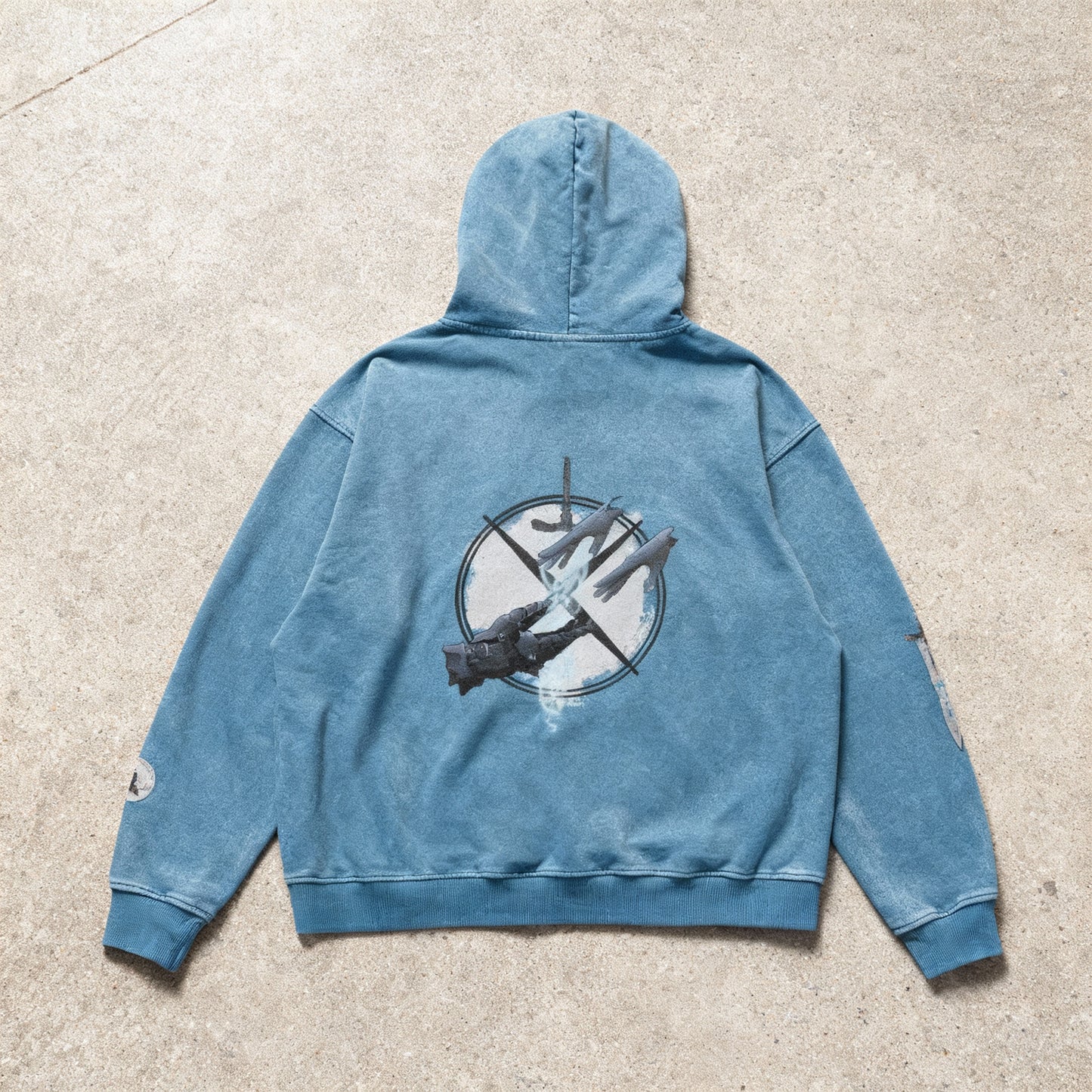 "Rannis Dark Moon"  Embroidered Washed Street Hoodie