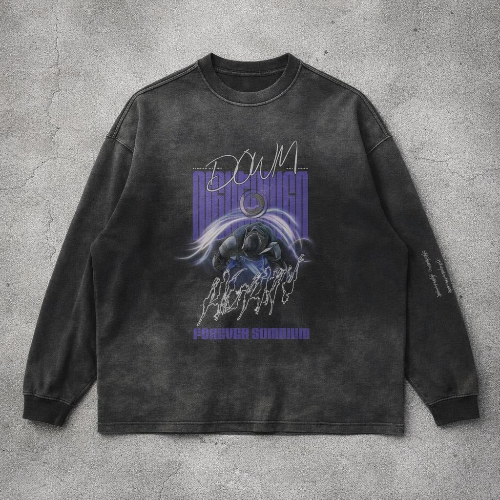 "DOWN AGAIN" sunfaded oversized long sleeve