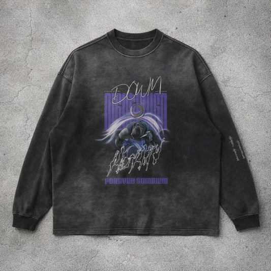 "DOWN AGAIN" sunfaded oversized long sleeve