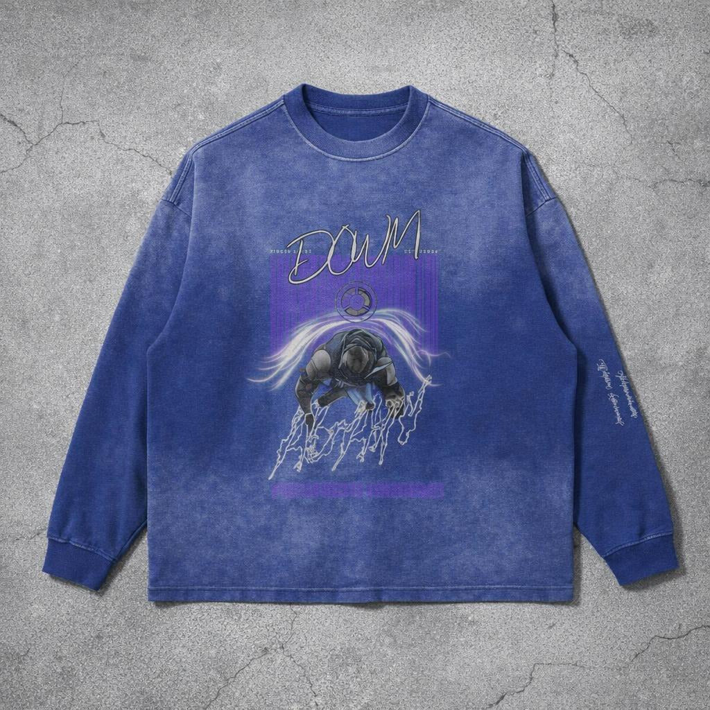 "DOWN AGAIN" sunfaded oversized long sleeve