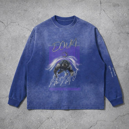 "DOWN AGAIN" sunfaded oversized long sleeve