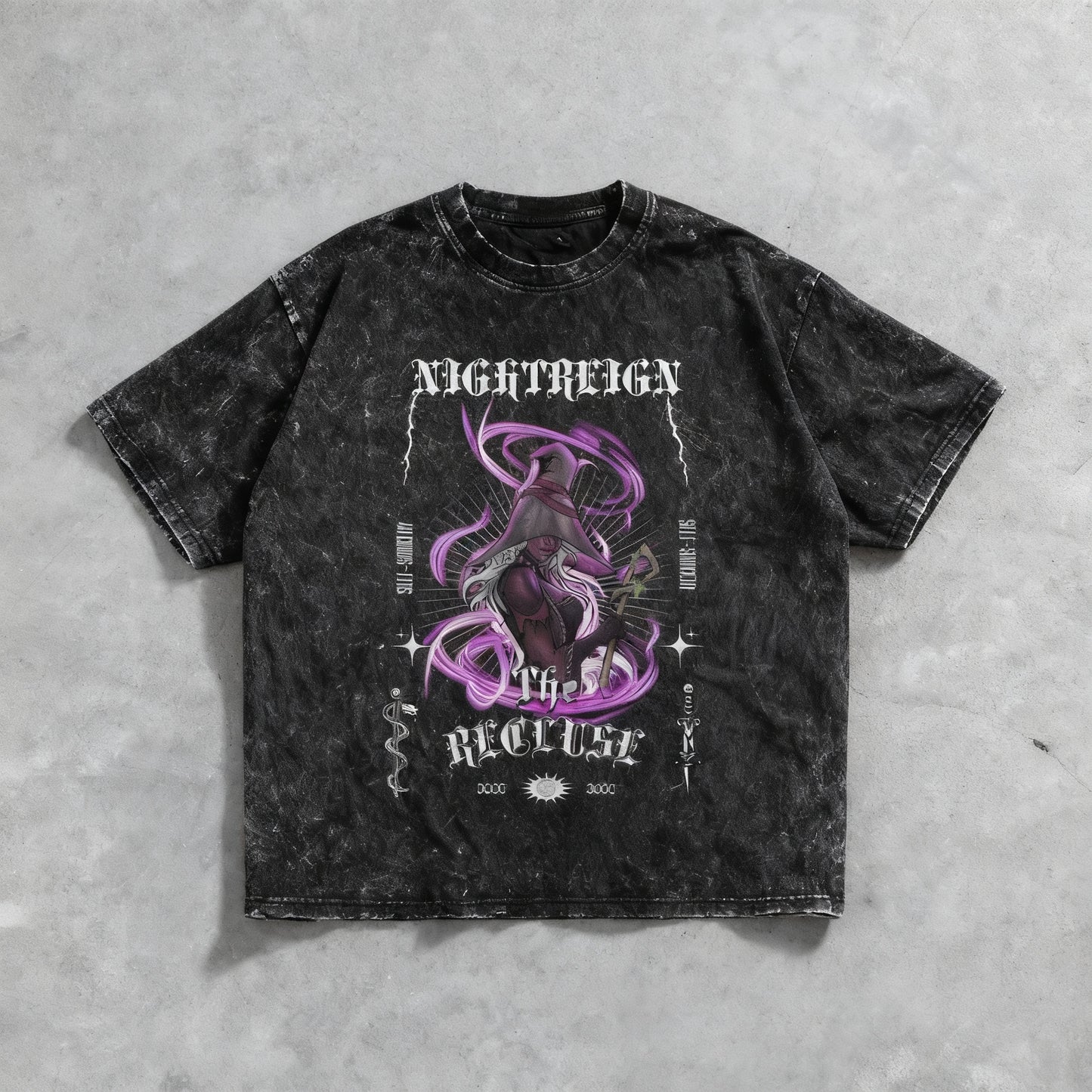 "Recluse"  Snow wash oversized distressed Hem Tee