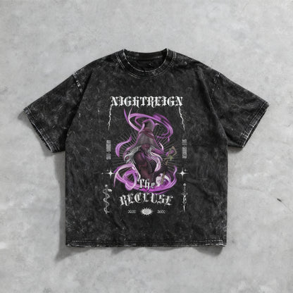 "Recluse"  Snow wash oversized distressed Hem Tee