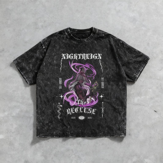 "Recluse"  Snow wash oversized distressed Hem Tee