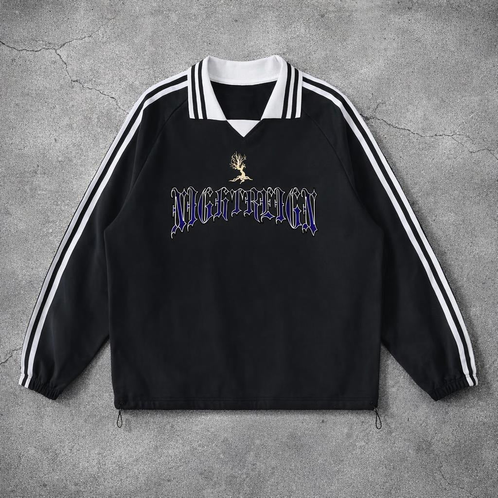 Nightreign "THE DOLL" Contrast Striped Lapel Collar Sweatshirt