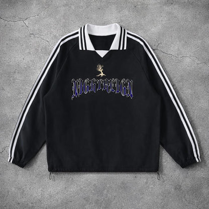 Nightreign "THE DOLL" Contrast Striped Lapel Collar Sweatshirt