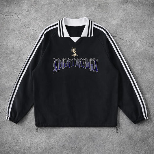 Nightreign "THE DOLL" Contrast Striped Lapel Collar Sweatshirt