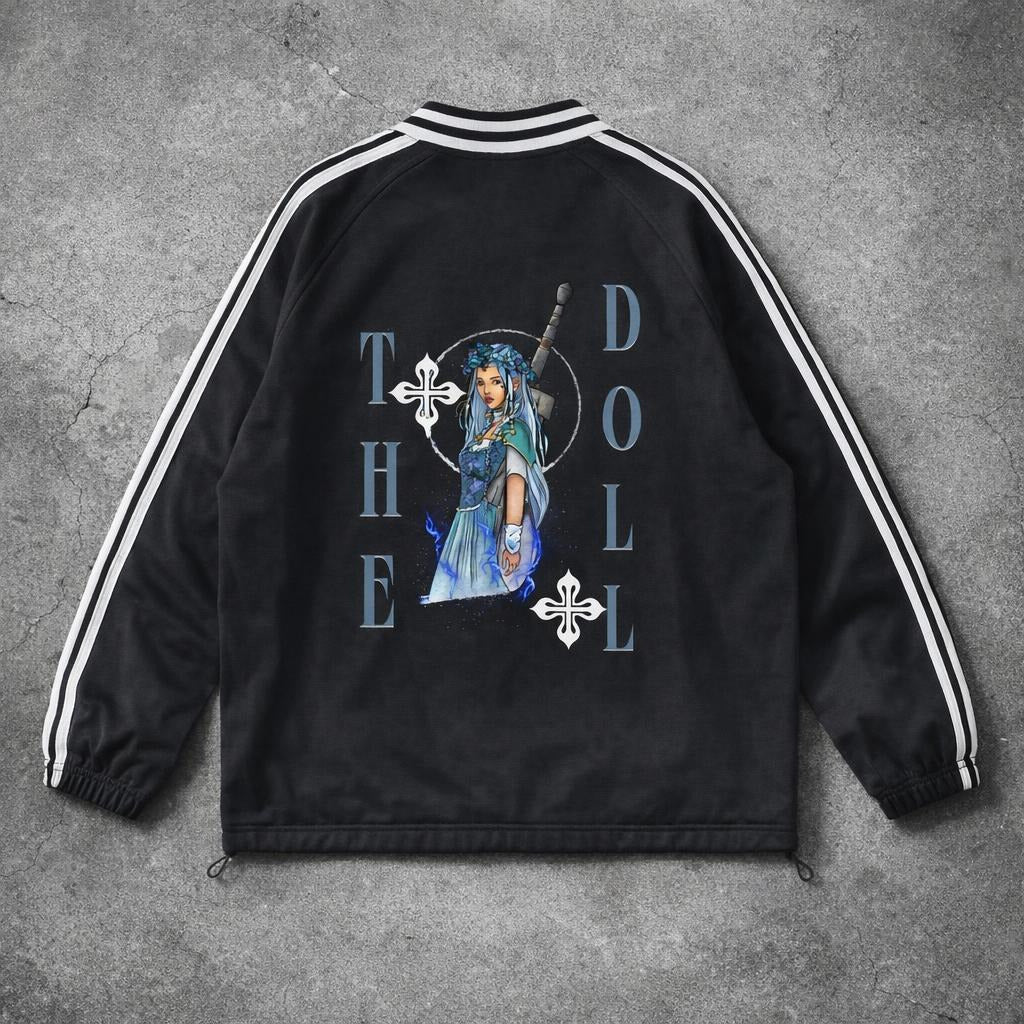 Nightreign "THE DOLL" Contrast Striped Lapel Collar Sweatshirt