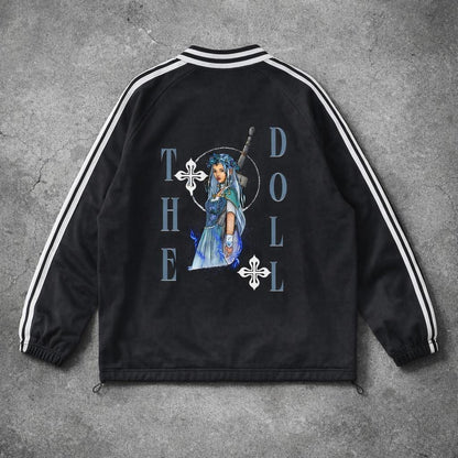 Nightreign "THE DOLL" Contrast Striped Lapel Collar Sweatshirt