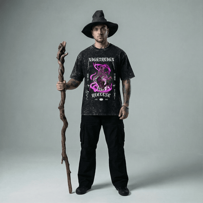 "Recluse"  Snow wash oversized distressed Hem Tee